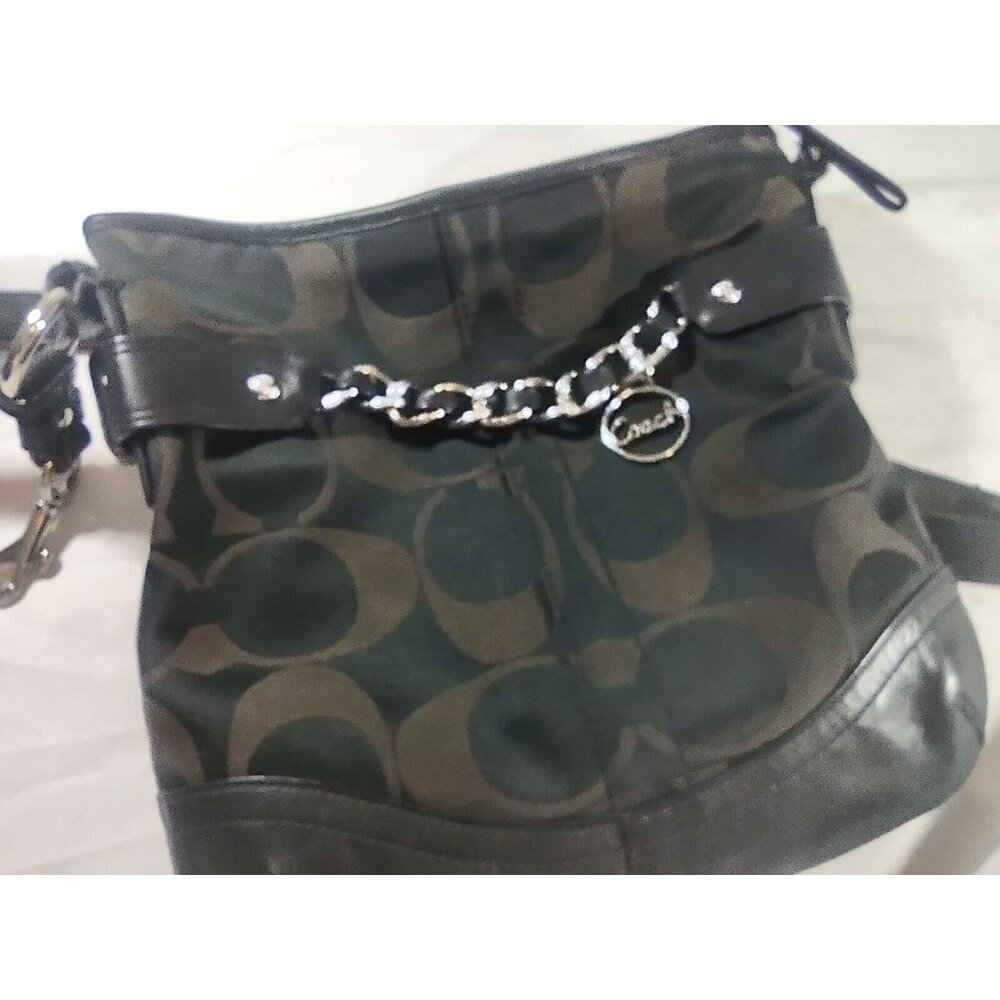 Coach Canvas/Leather F19730 Signature Crossbody Optic Chain Black Shoulder Bag - Picture 2 of 10